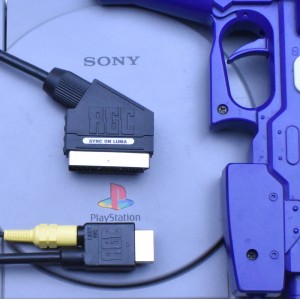 PlayStation 1 PS1 RGB SCART PACKAPUNCH cable sync on luma cable + Guncon port